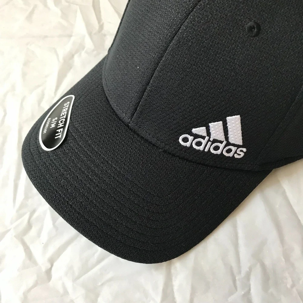 NEW Adidas Men's Release II Stretch Fit Size S/M Black/White Logo Cap Sport Hat - Picture 3 of 8